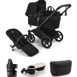 Bugaboo Donkey 6 Complete Single-to-Double Stroller + Essential Accessories Bundle - Black / Heritage Black / Heritage Black