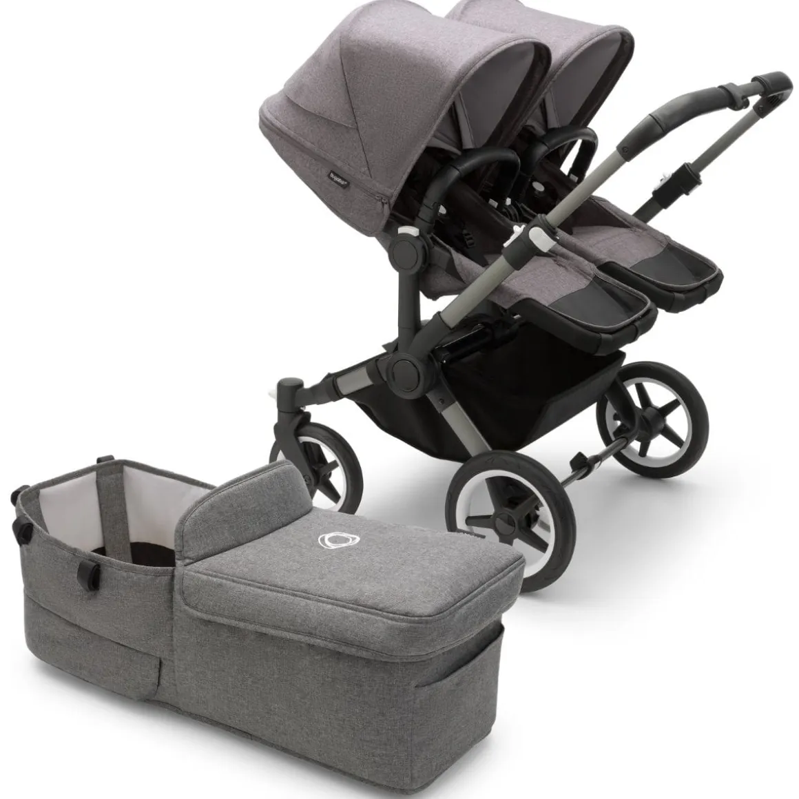 Bugaboo Donkey 5 Duo Complete Stroller Bundle - Graphite / Grey Melange / Grey Melange