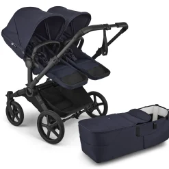 Bugaboo Donkey 6 Duo Complete Stroller Bundle - Black / Deep Indigo / Deep Indigo