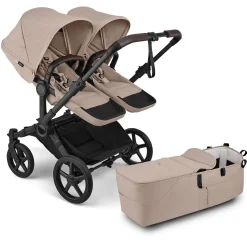 Bugaboo Donkey 6 Duo Complete Stroller Bundle - Black / Desert Taupe Melange / Desert Taupe Melange