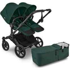 Bugaboo Donkey 6 Duo Complete Stroller Bundle - Black / Fern Green / Fern Green