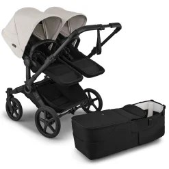 Bugaboo Donkey 6 Duo Complete Stroller Bundle - Black / Heritage Black / Misty White