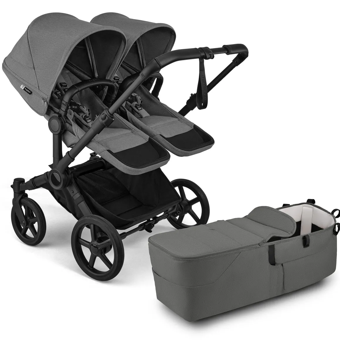Bugaboo Donkey 6 Duo Complete Stroller Bundle - Black / Moon Grey / Moon Grey