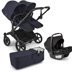 Bugaboo Donkey 6 Duo + Turtle Air Shield Travel System Bundle - Black / Deep Indigo / Deep Indigo