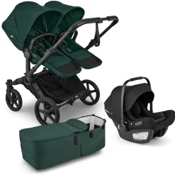 Bugaboo Donkey 6 Duo + Turtle Air Shield Travel System Bundle - Black / Fern Green / Fern Green