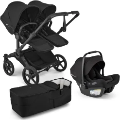 Bugaboo Donkey 6 Duo + Turtle Air Shield Travel System Bundle - Black / Heritage Black / Heritage Black