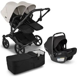 Bugaboo Donkey 6 Duo + Turtle Air Shield Travel System Bundle - Black / Heritage Black / Misty White