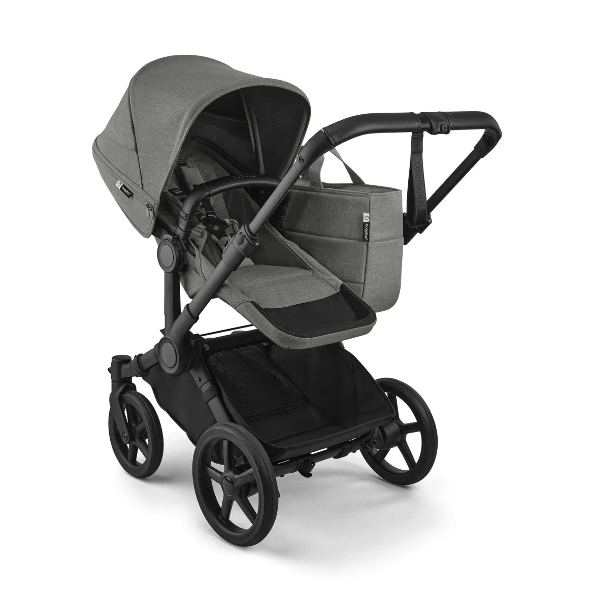 Bugaboo Donkey 6 Duo + Turtle Air Shield Travel System Bundle - Black / Moon Grey / Moon Grey