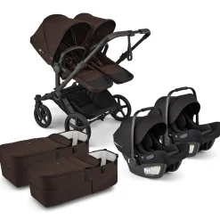 Bugaboo Donkey 6 + Turtle Air Shield Twin Travel System Bundle - Black / Cocoa Brown / Cocoa Brown