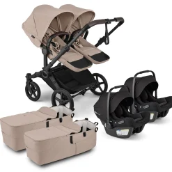 Bugaboo Donkey 6 + Turtle Air Shield Twin Travel System Bundle - Black / Desert Taupe Melange / Desert Taupe Melange