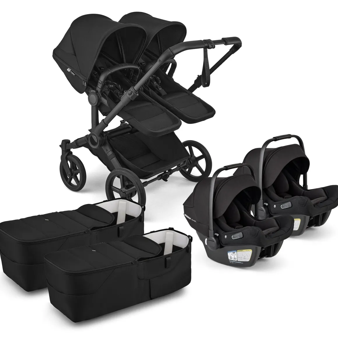 Bugaboo Donkey 6 + Turtle Air Shield Twin Travel System Bundle - Black / Heritage Black / Heritage Black