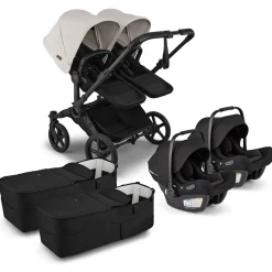 Bugaboo Donkey 6 + Turtle Air Shield Twin Travel System Bundle - Black / Heritage Black / Misty White