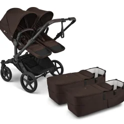 Bugaboo Donkey 6 Twin Complete Stroller Bundle - Black / Cocoa Brown / Cocoa Brown
