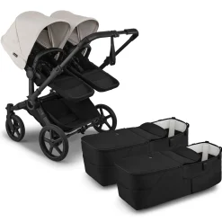 Bugaboo Donkey 6 Twin Complete Stroller Bundle - Black / Heritage Black / Misty White