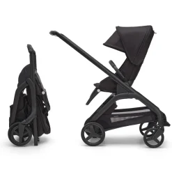 Bugaboo Dragonfly Complete Lightweight Compact Stroller + Bassinet - Black / Midnight Black / Midnight Black