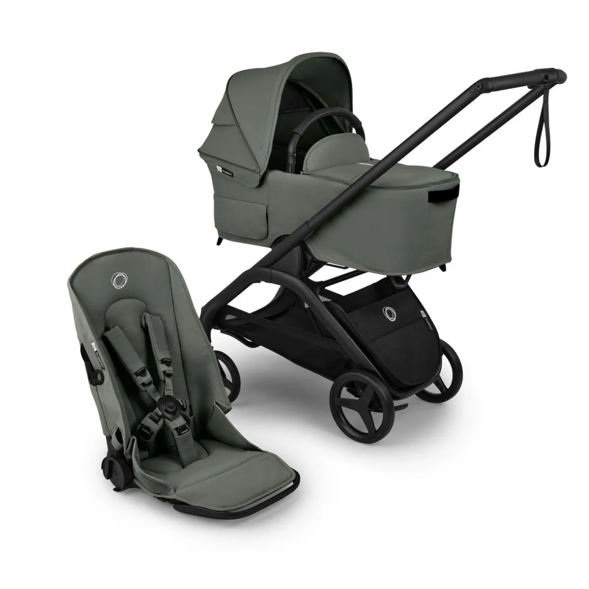 Bugaboo Dragonfly Plus Seat & Bassinet Complete - Black / Forest Green / Forest Green