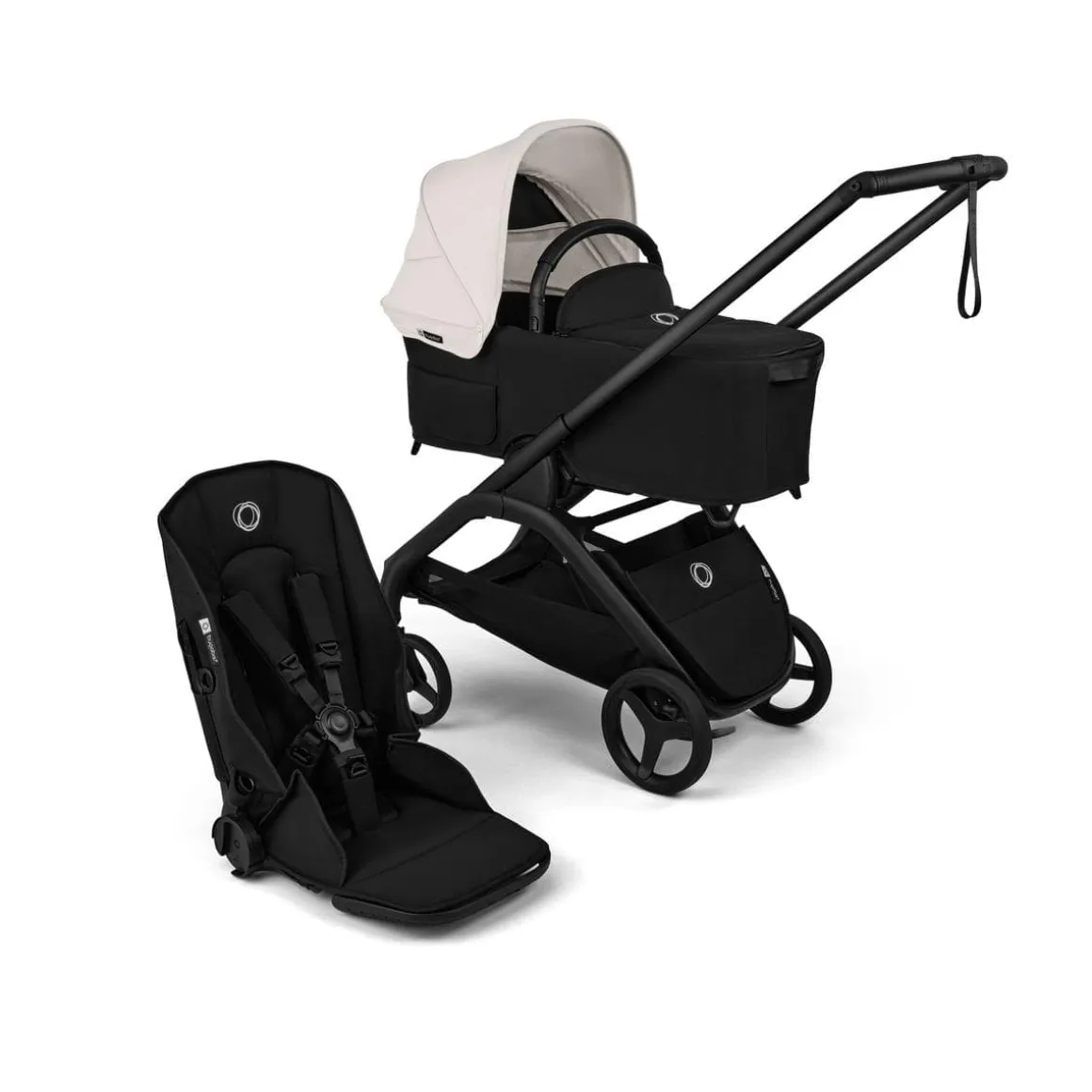 Bugaboo Dragonfly Plus Seat & Bassinet Complete - Black / Heritage Black / Misty White