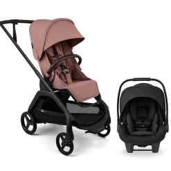 Bugaboo Dragonfly Plus Seat Complete Stroller + Turtle Air Shield Travel System Bundle - Black / Dusty Pink / Black