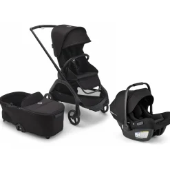 Bugaboo Dragonfly Stroller + Bassinet + Turtle Air Shield Travel System Bundle - Black / Midnight Black / Midnight Black / Black