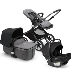 Bugaboo Fox3 Complete Stroller + Turtle Air Shield Travel System Bundle - Graphite / Grey Melange / Midnight Black / Black