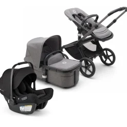 Bugaboo Fox 5 + Turtle Air Shield Travel System Bundle - Graphite / Grey Melange / Grey Melange / Black