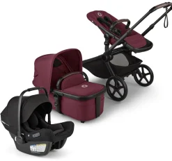 Bugaboo Kangaroo Complete (One Box)+ Turtle Air Shield By Nuna Travel System Bundle - Black / Dark Cherry / Dark Cherry / Black