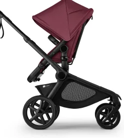Bugaboo Kangaroo Complete Single-to-Double Stroller + Bassinet (One Box) - Black / Dark Cherry / Dark Cherry