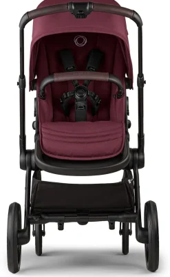 Bugaboo Kangaroo Complete Single-to-Double Stroller + Bassinet (One Box) - Black / Dark Cherry / Dark Cherry