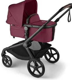 Bugaboo Kangaroo Complete Single-to-Double Stroller + Bassinet (One Box) - Black / Dark Cherry / Dark Cherry