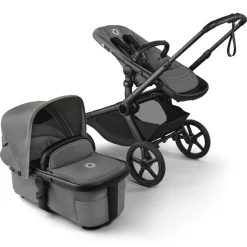 Bugaboo Kangaroo Complete Stroller + Bassinet Bundle - Black / Moon Grey / Moon Grey