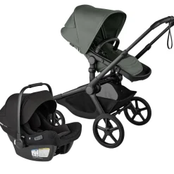 Bugaboo Kangaroo Complete Stroller + Turtle Air Shield By Nuna Travel System Bundle - Black / Forest Green / Forest Green / Black