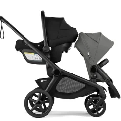 Bugaboo Kangaroo Double Stroller + Turtle Air Shield By Nuna Travel System Bundle - Black / Moon Grey / Moon Grey