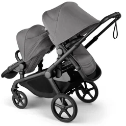 Bugaboo Kangaroo Double Stroller + Turtle Air Shield By Nuna Travel System Bundle - Black / Moon Grey / Moon Grey