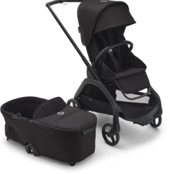 Bugaboo OPEN BOX Dragonfly Complete Lightweight Compact Stroller + Bassinet - Black / Midnight Black / Midnight Black