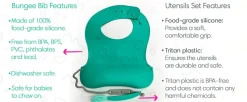 Busy Baby Bungee Bib & Utensil Bundle - Pewter