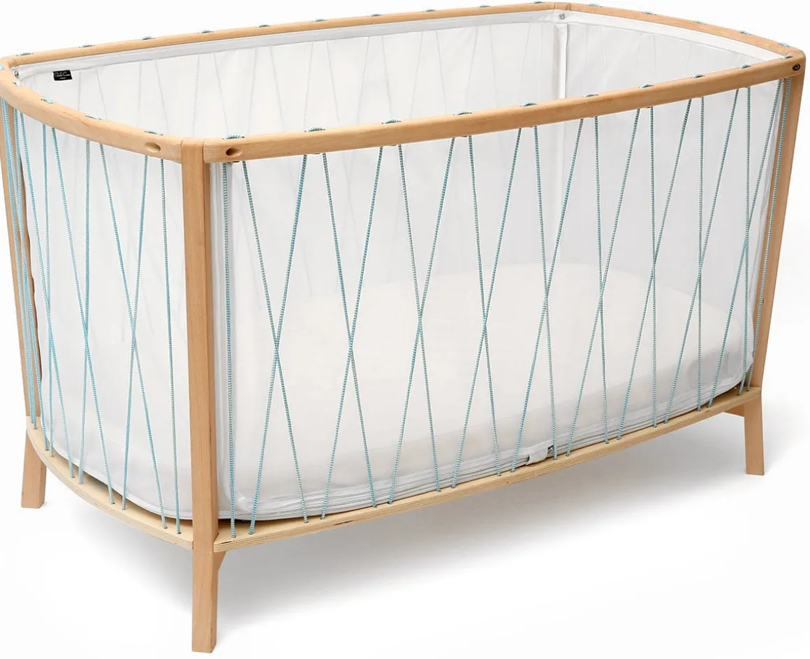 Charlie Crane KIMI Baby Bed with Organic Mattress - Aqua