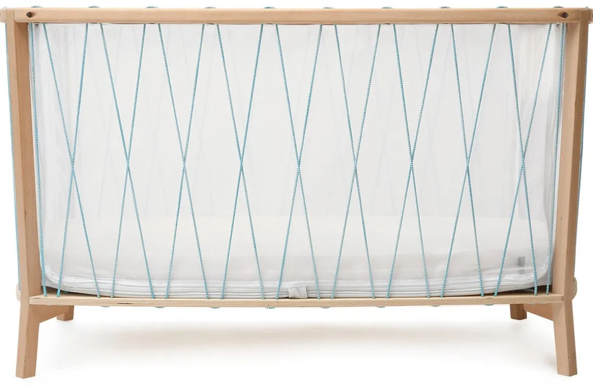 Charlie Crane KIMI Baby Bed with Organic Mattress - Aqua