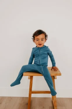 Copper Pearl Zip-up Footie - Steel (12-18M)