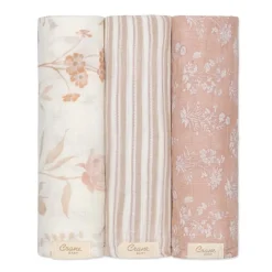Crane Baby Violet Floral 100% Cotton Muslin Swaddle Blankets (Set of 3)