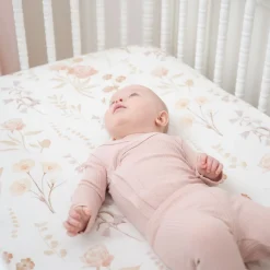 Crane Baby Violet Floral 100% Cotton Sateen Fitted Crib Sheet