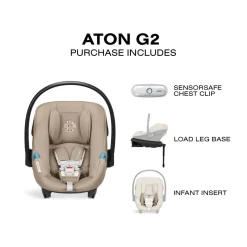 Cybex Aton G2 Infant Car Seat with Load Leg Base - Almond Beige