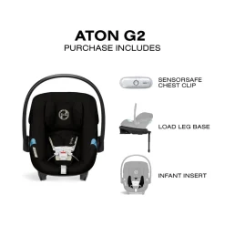 Cybex Aton G2 Infant Car Seat with Load Leg Base - Moon Black