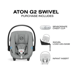 Cybex Aton G2 Swivel Infant Car Seat with Load Leg Base - Stone Grey