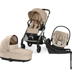 Cybex Balios S Lux + Cot + Aton G2 Swivel Travel System Bundle - Almond Beige
