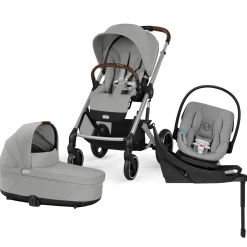 Cybex Balios S Lux + Cot + Aton G2 Swivel Travel System Bundle - Stone Grey