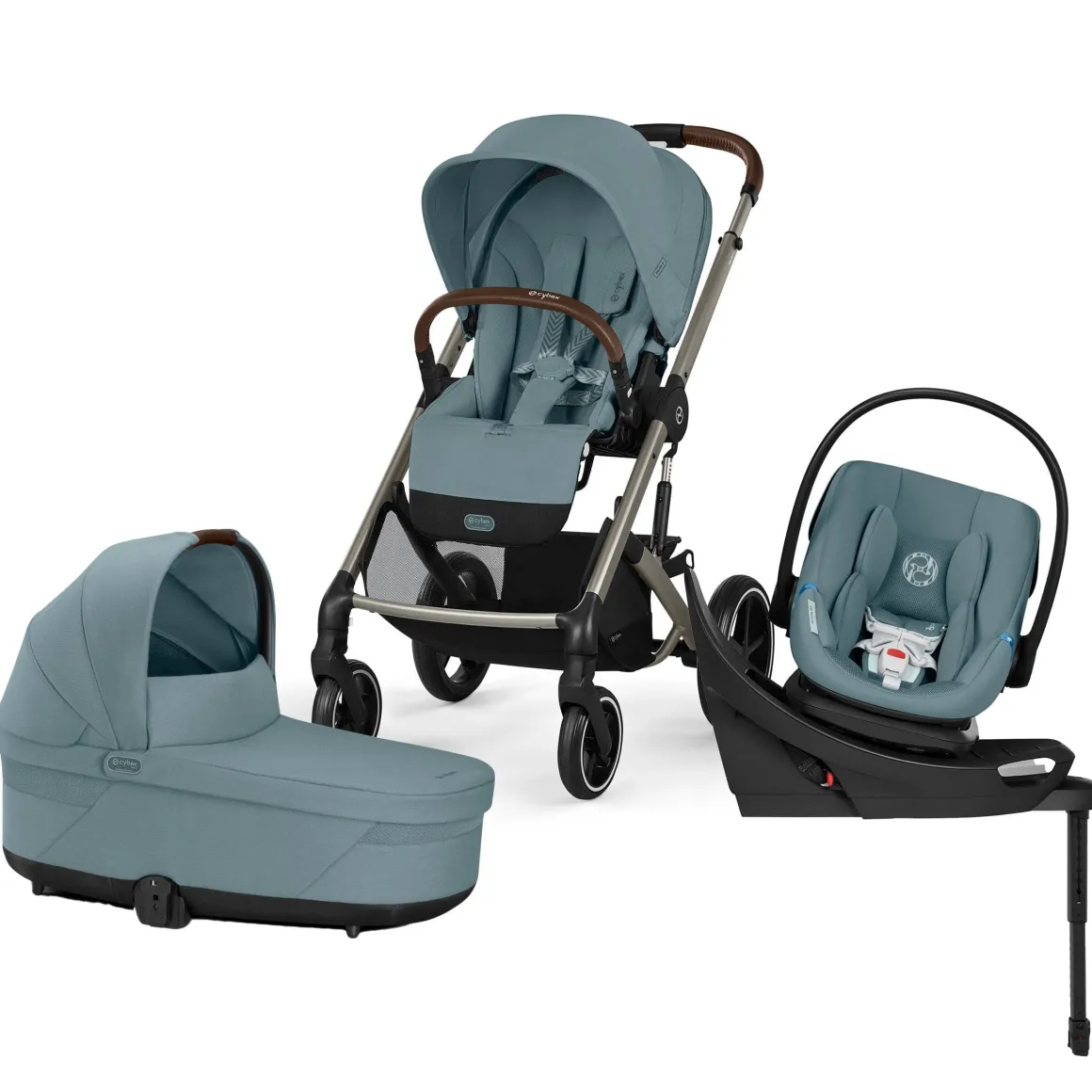 Cybex Balios S Lux + Cot + Aton G2 Swivel Travel System Bundle - Stormy Blue