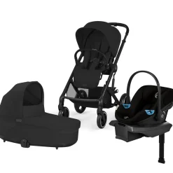 Cybex Balios S Lux + Cot + Aton G2 Travel System Bundle - Moon Black