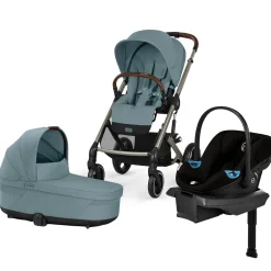 Cybex Balios S Lux + Cot + Aton G2 Travel System Bundle - Stormy Blue / Moon Black