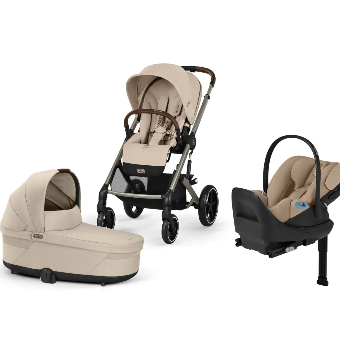 Cybex Balios S Lux + Cot + Cloud G Pro Travel System Bundle - Almond Beige
