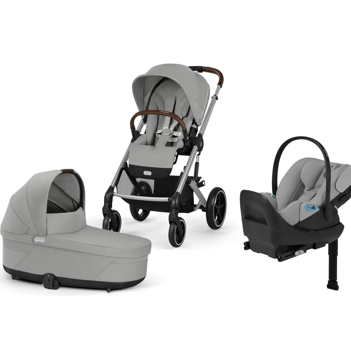 Cybex Balios S Lux + Cot + Cloud G Pro Travel System Bundle - Stone Grey